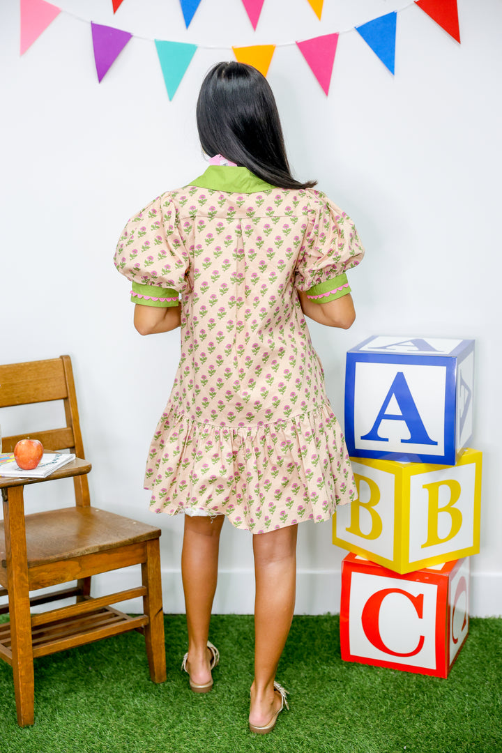 Breezy Bloom Mini Dress "Ecru"