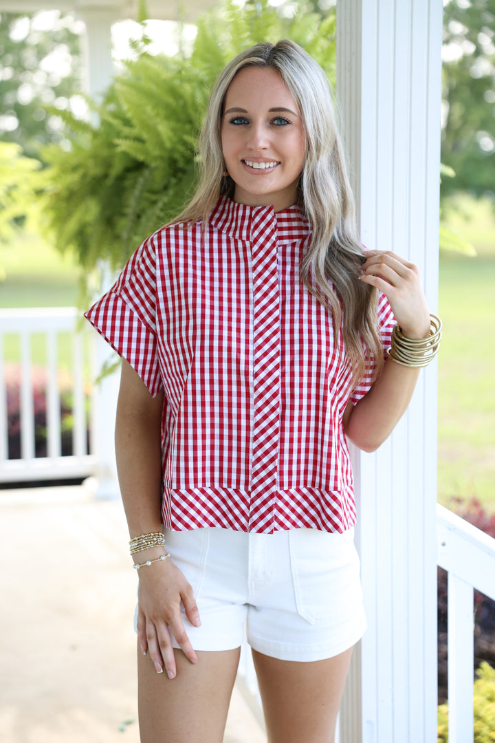 Gracious Gingham Top "Red"