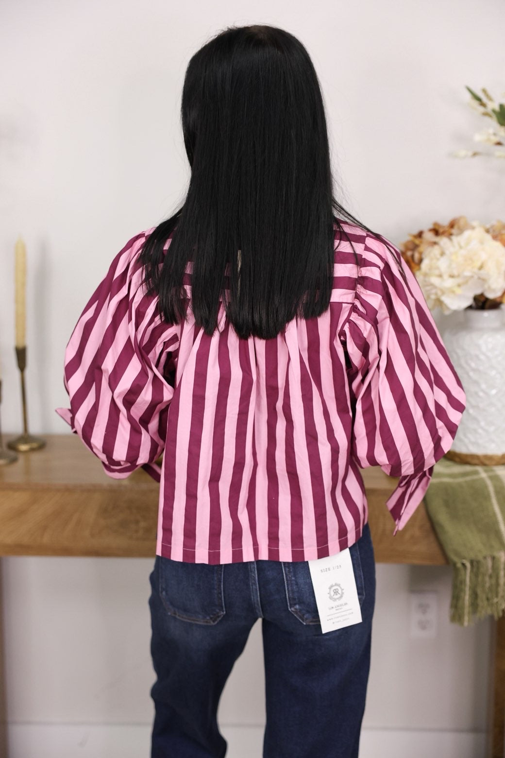 Sunny Side Stripe Top "Pink Wine"