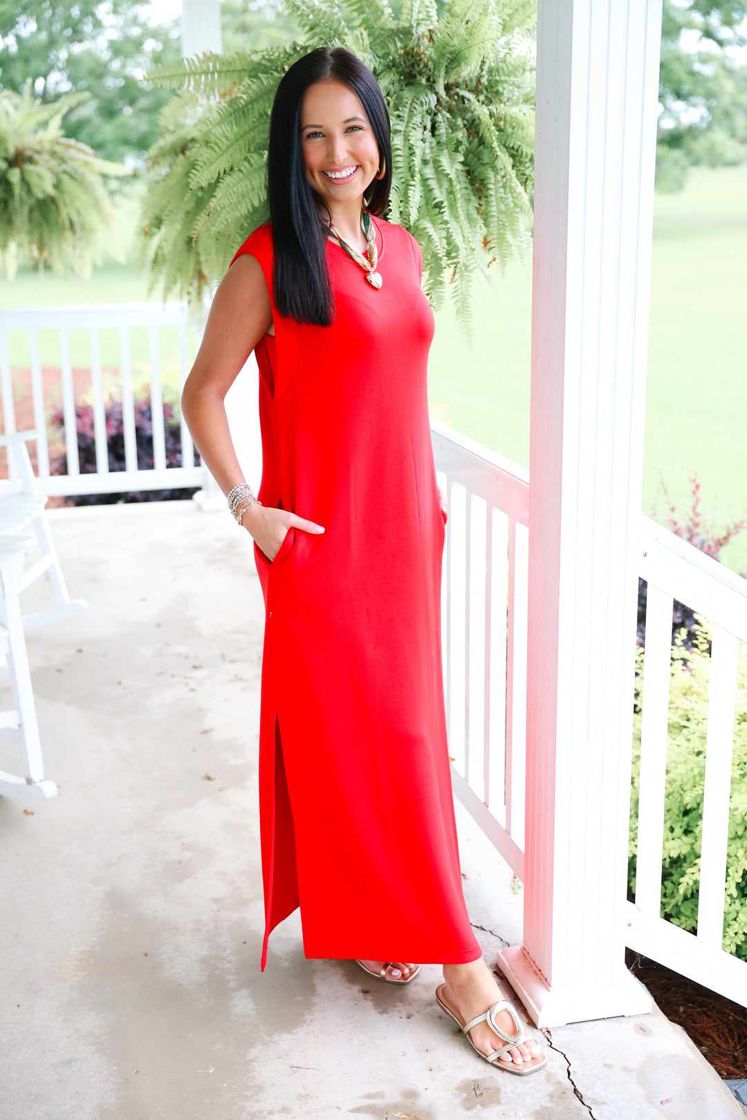 Butter Soft Side Slit Maxi "Red"
