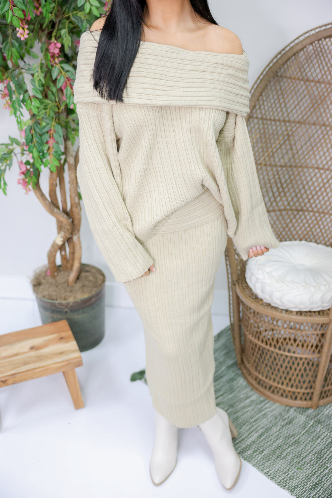 Betsy Beige Sweater Set