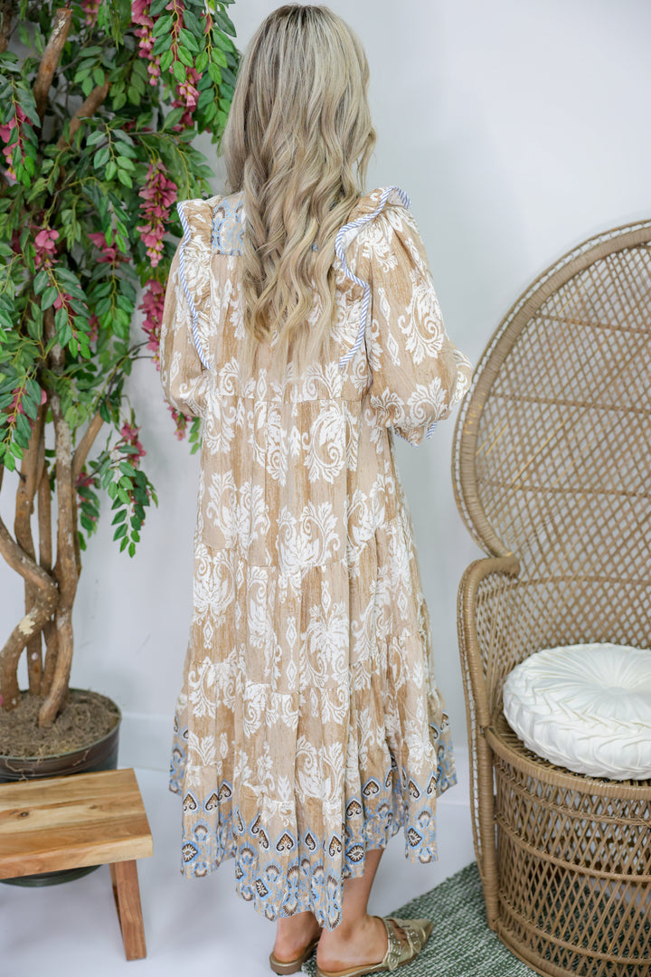 Autumn Breeze Midi Dress "Taupe"