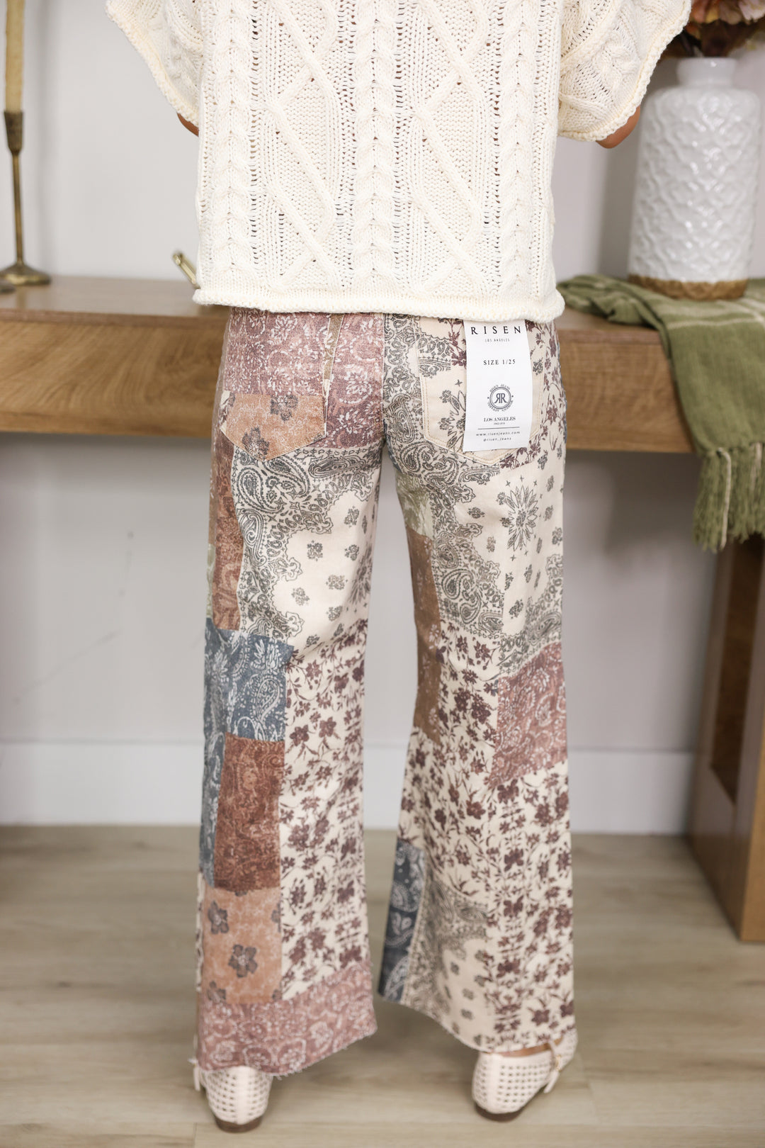 Risen - High Rise Ankle Wide Leg Pants "Earth Block"