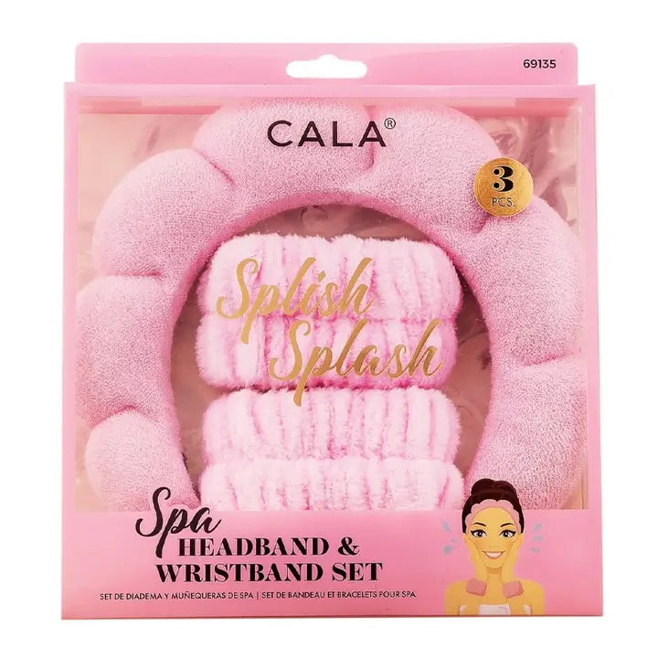 Spa Headband & Wristband Set "Pink"