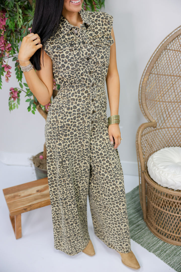 Leopard Sleeveless Jumpsuit