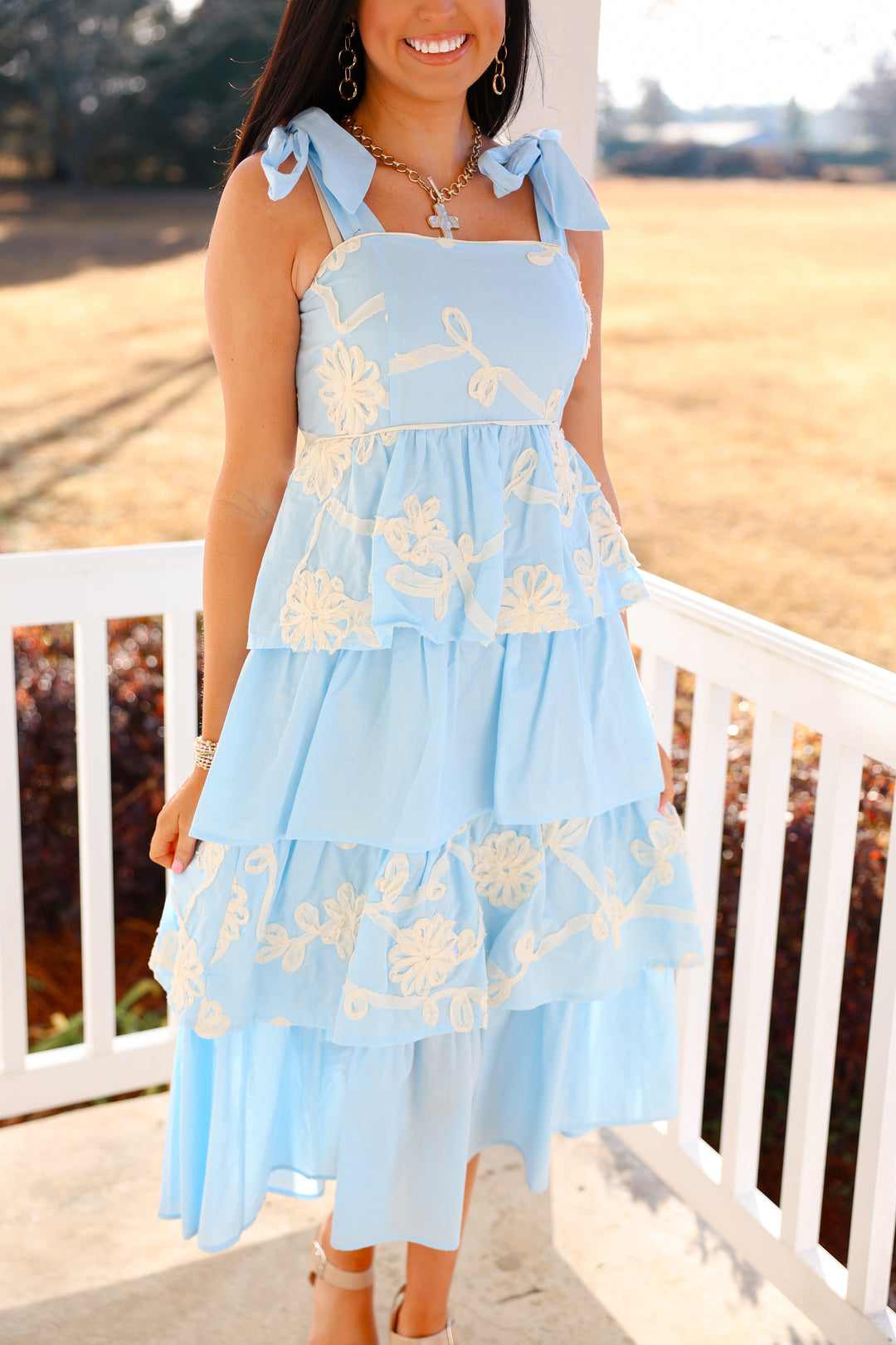 Sky Petal Grace Midi Dress