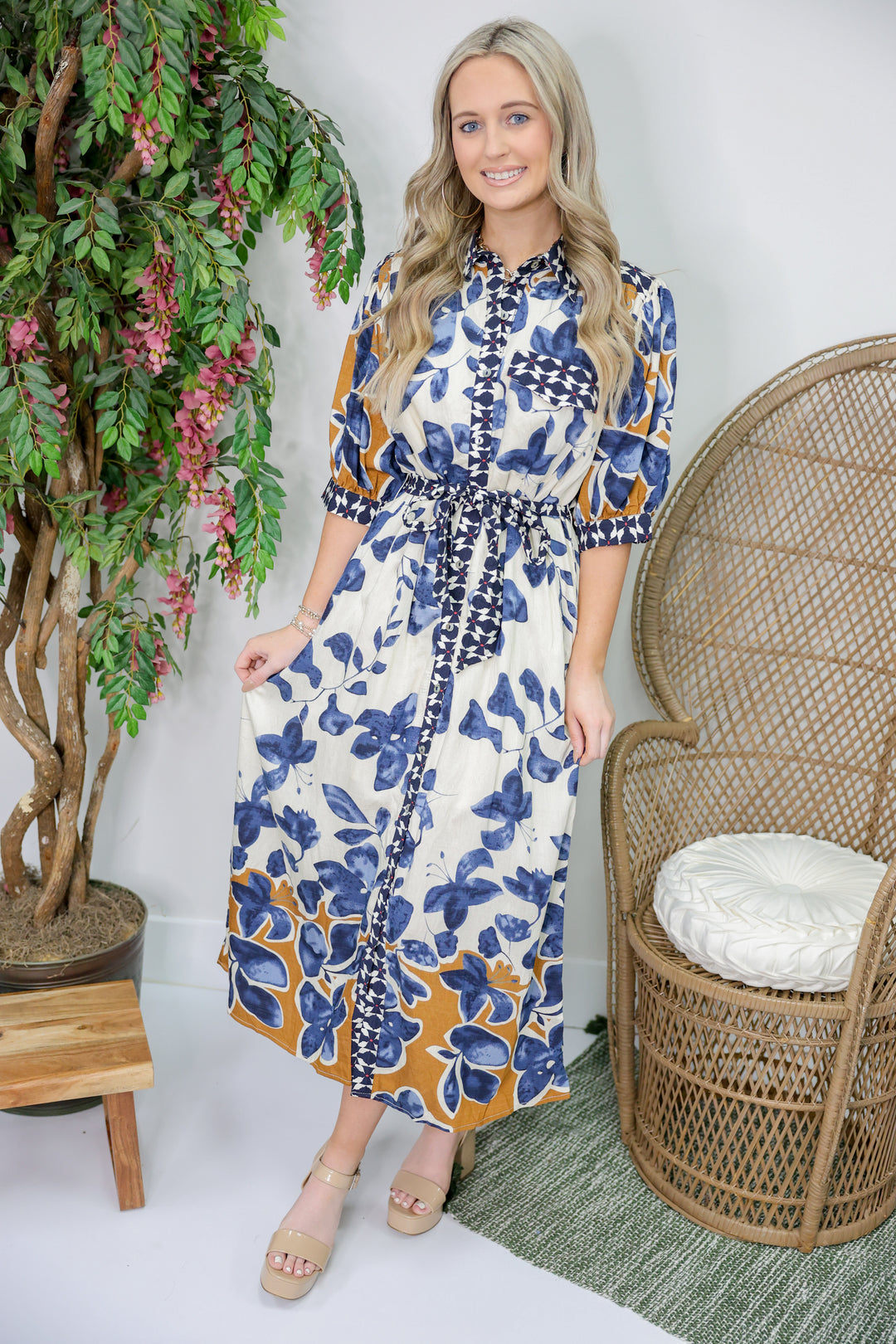 Fall Transition Dress "Slate Blue"