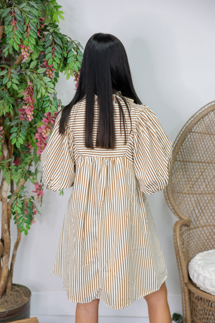 Stripe A Pose Dress "Brown"