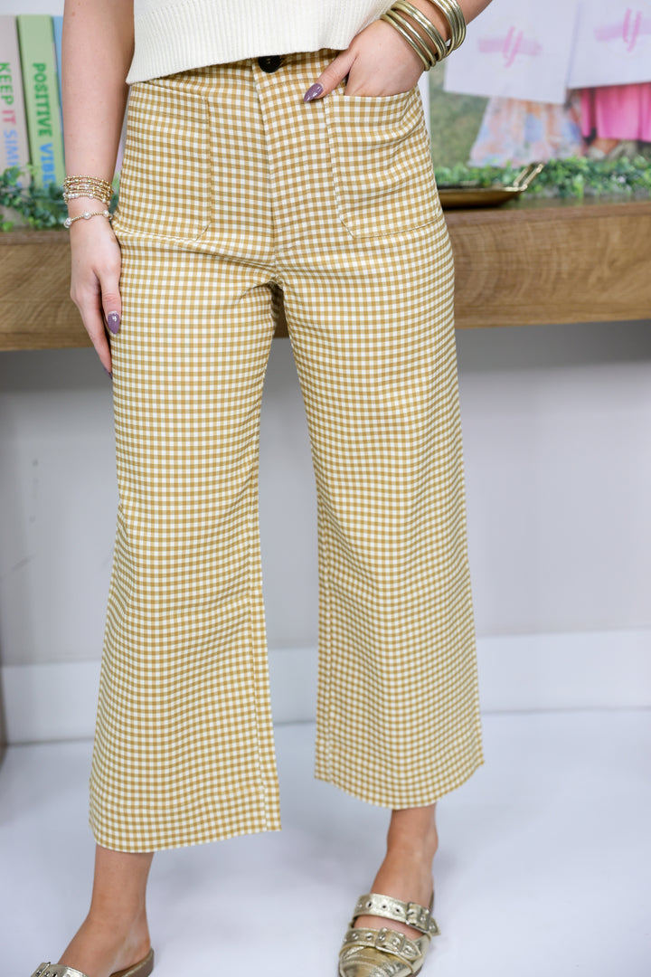 Gingham Straight Leg Pants "Butter Toast"