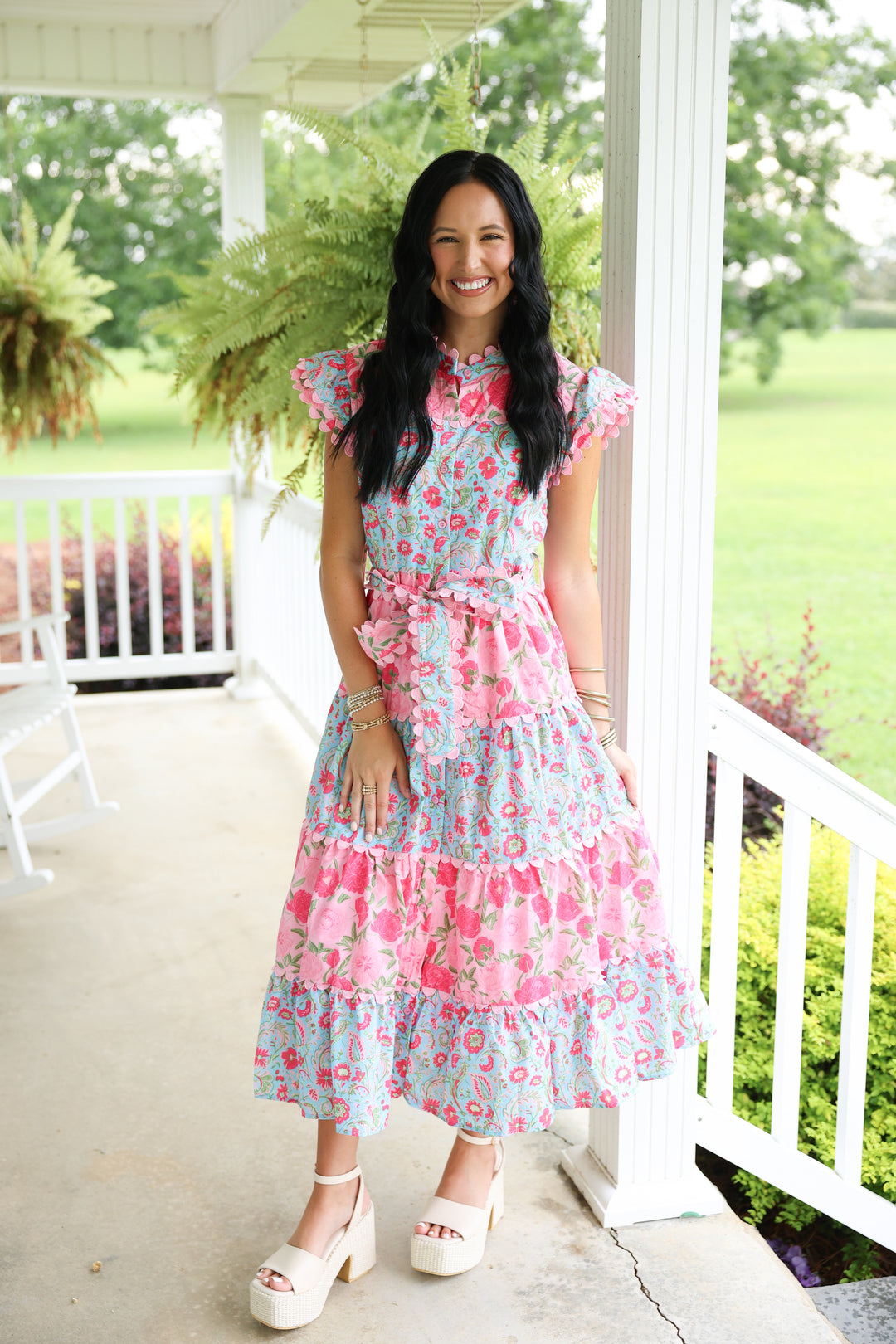 Southern Floral Midi Dress "Pink"