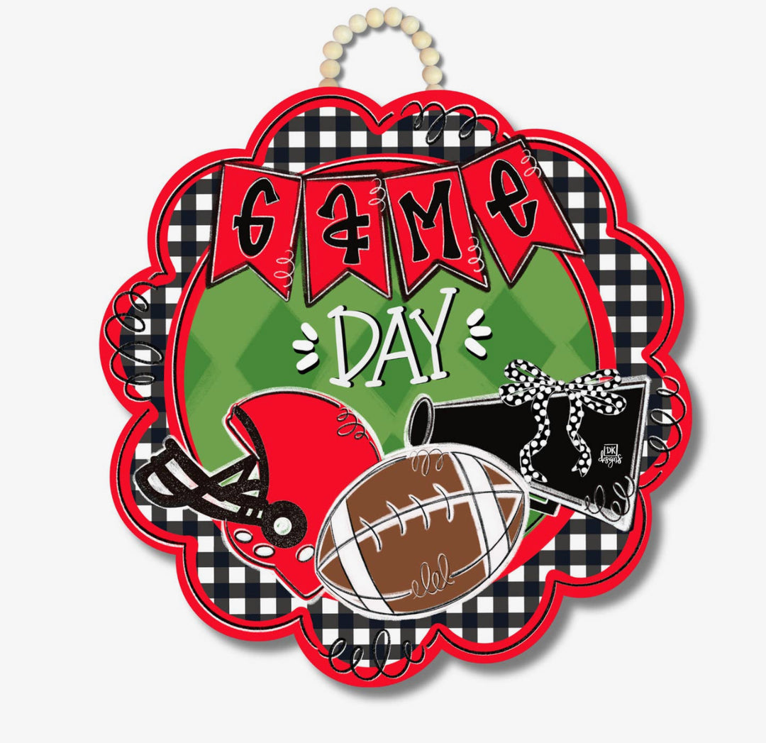 Red and Black Game Day Scallop Door Hanger