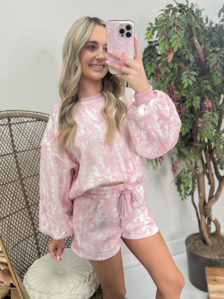 Woodland Camo Crewneck Set "Pink"