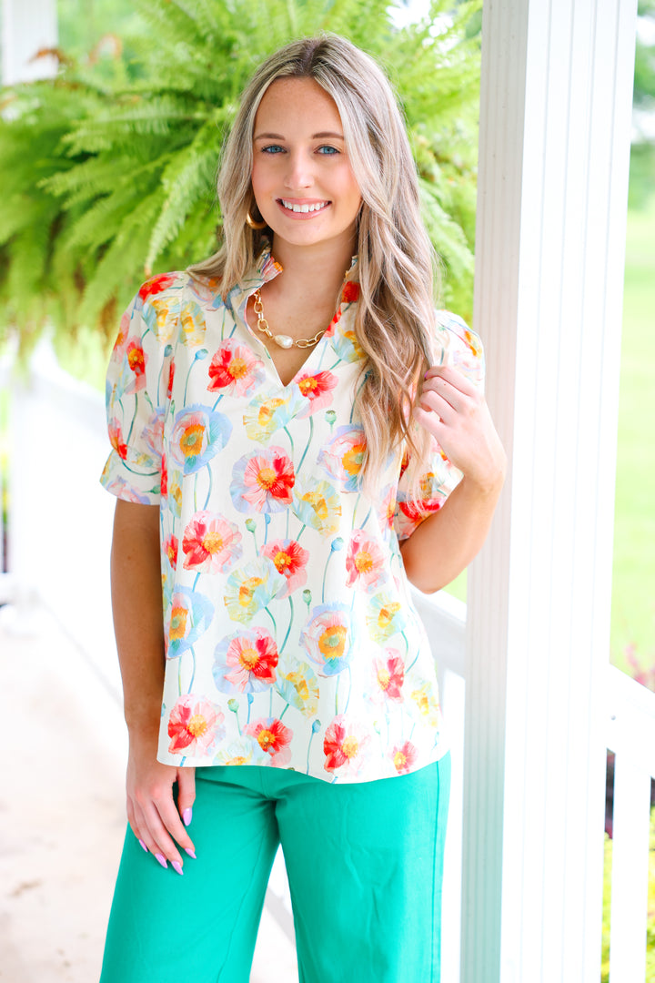 Wildflower Top "Cream Multi"