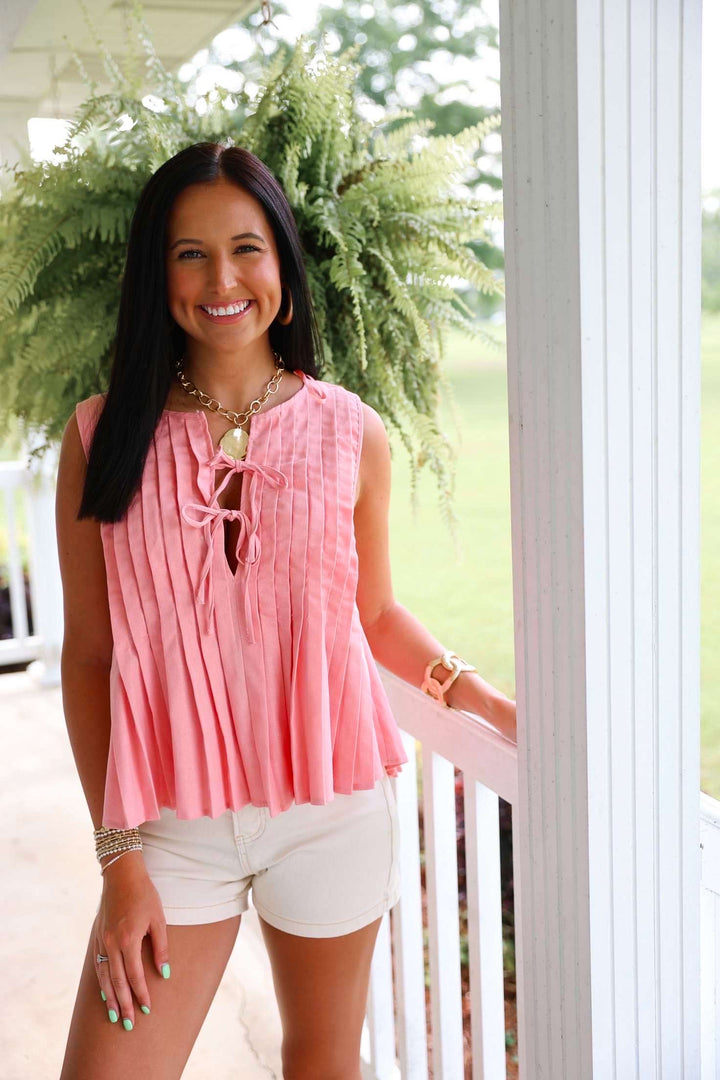 Pleated Woven Blouse "Blush"