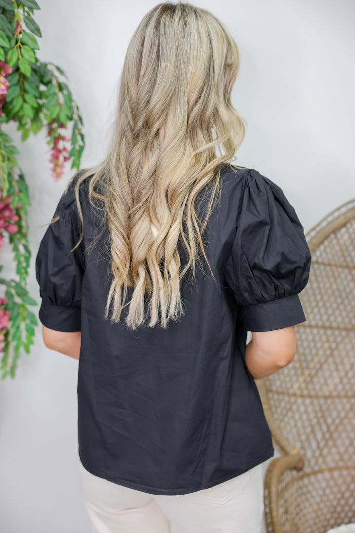 Izzie Stitched Top "Black"