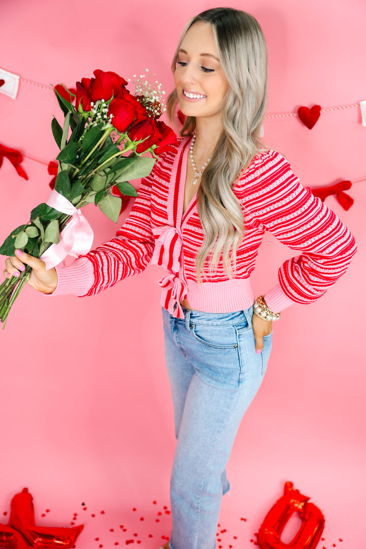 Cutesy Cupid Cardigan "Pink/Red"