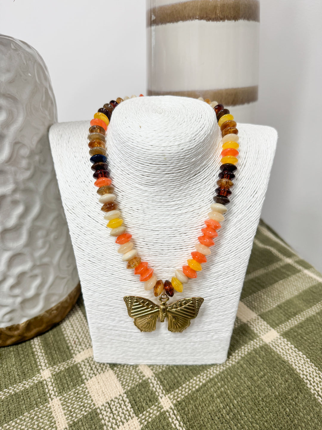 Hart Designs Jewelry - Fall Beaded Necklace "Butterfly Charm"