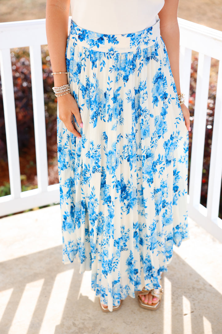 Skies of Blue Midi Skirt