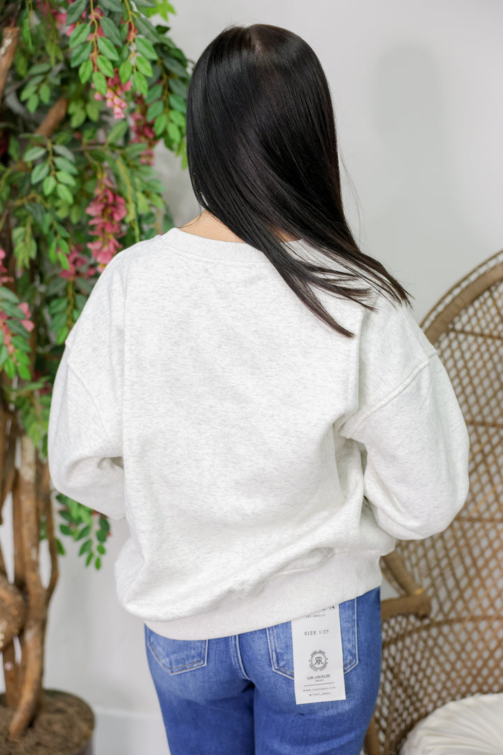 "Weekend Mode" Crew Neck Fleece Sweatshirt "Lt H Grey"