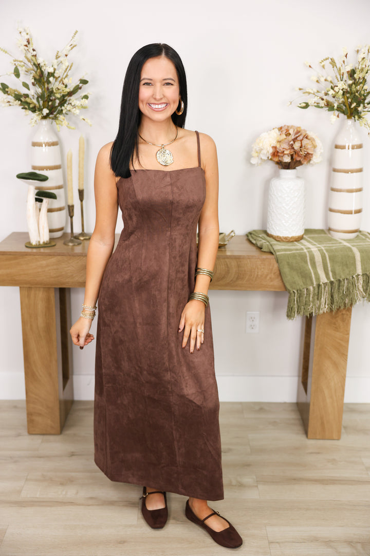 Suede Maxi Dress "Espresso"