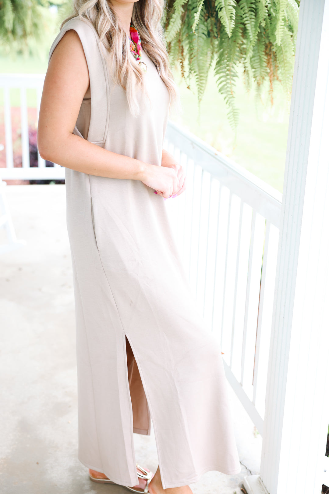 Butter Soft Side Slit Maxi "Taupe"