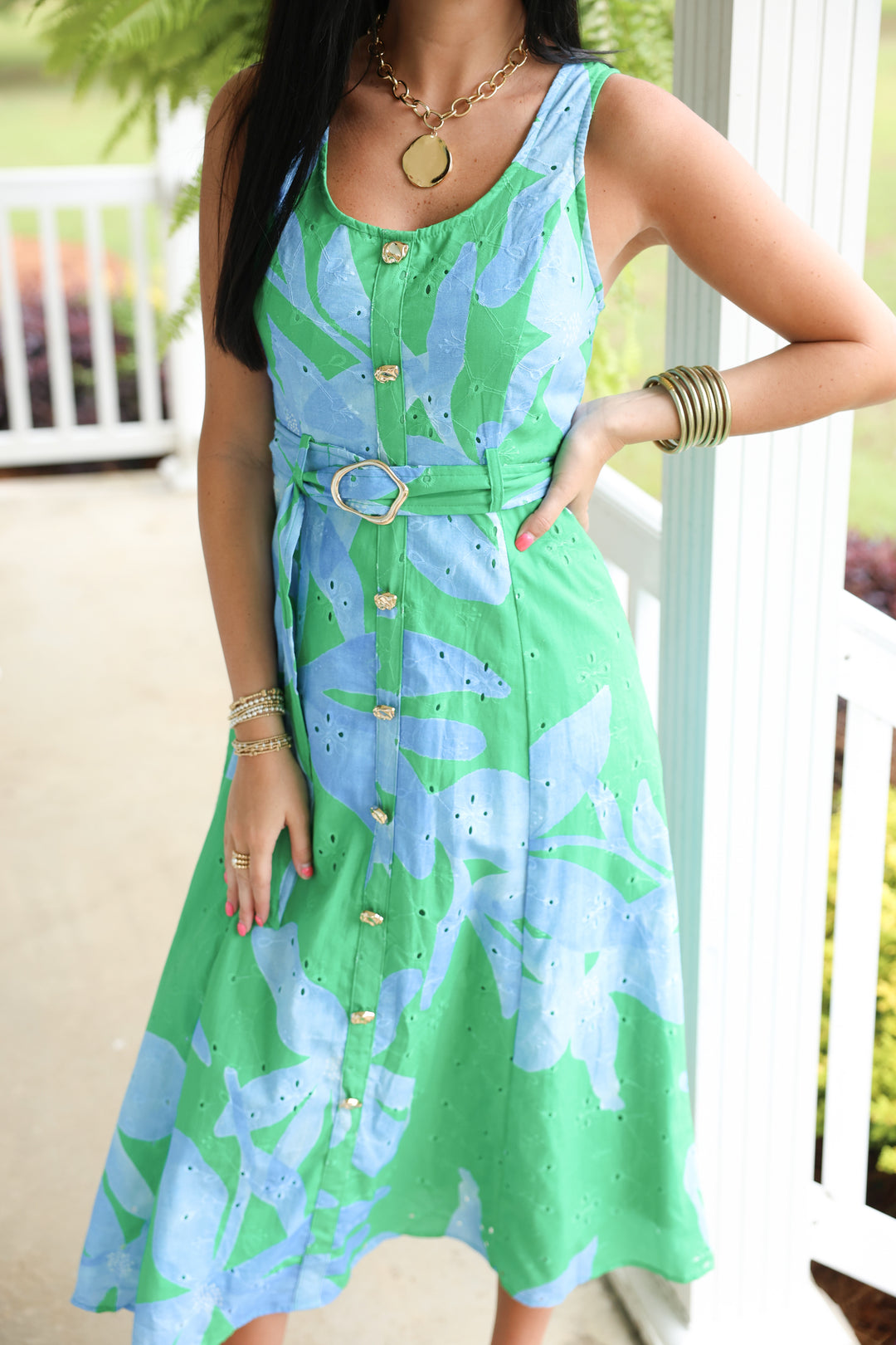 Blue Lagoon Bloom Midi Dress "Green"