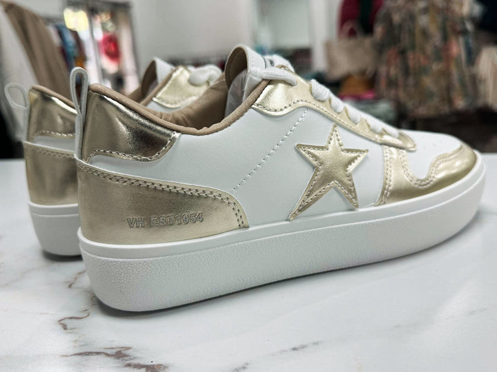 Vintage Havana - Gold Star Gold/White Wedged Mid Top Sneaker