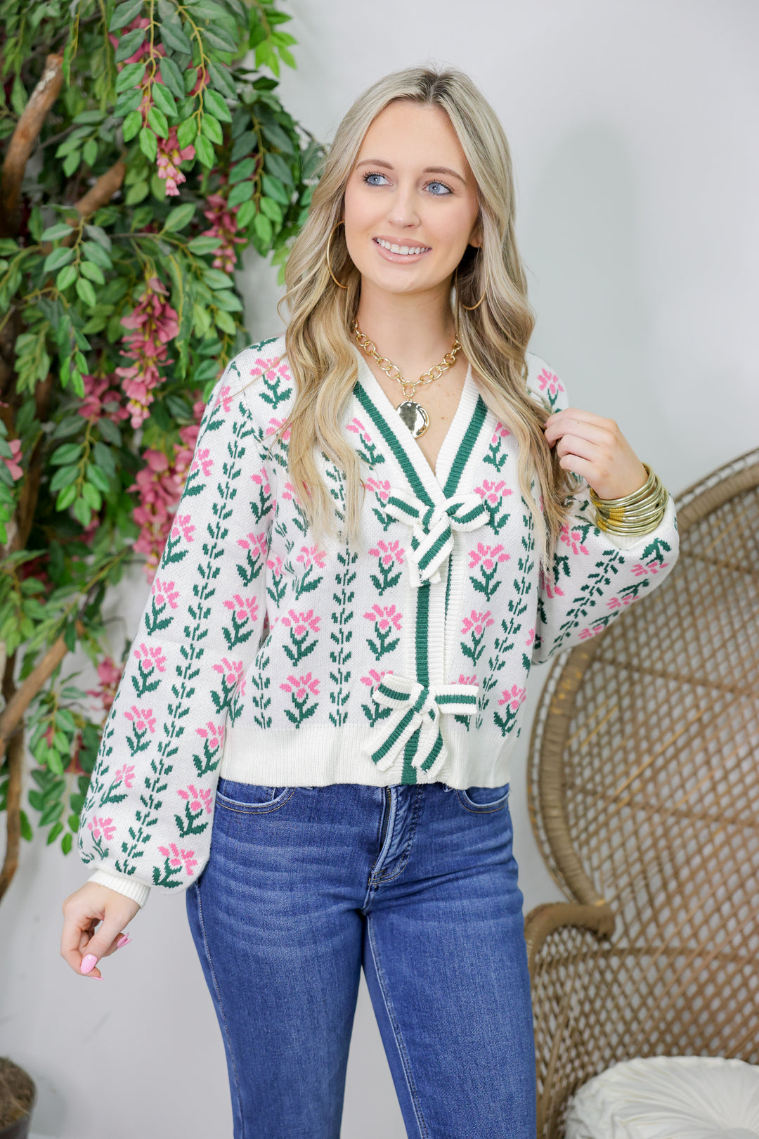 Garden Floral Cardigan "Ecru"