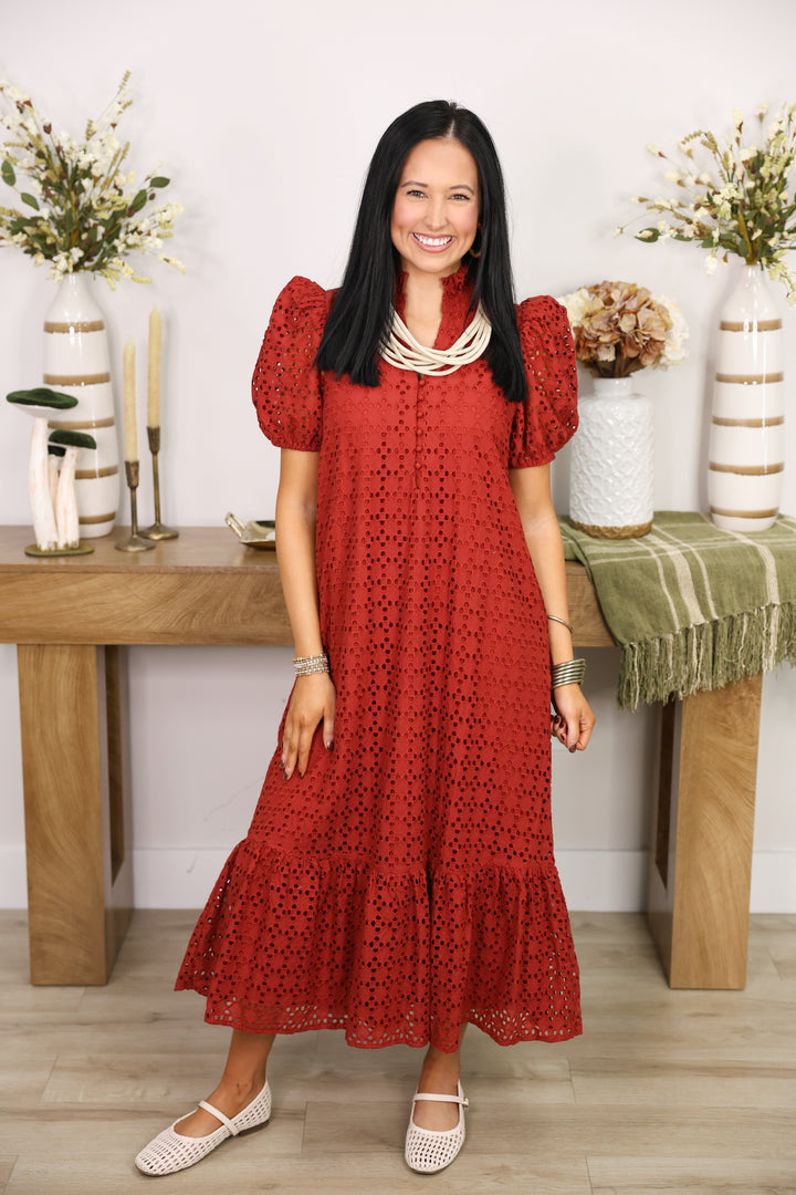 The Everlasting Eyelet Dress "Rust"