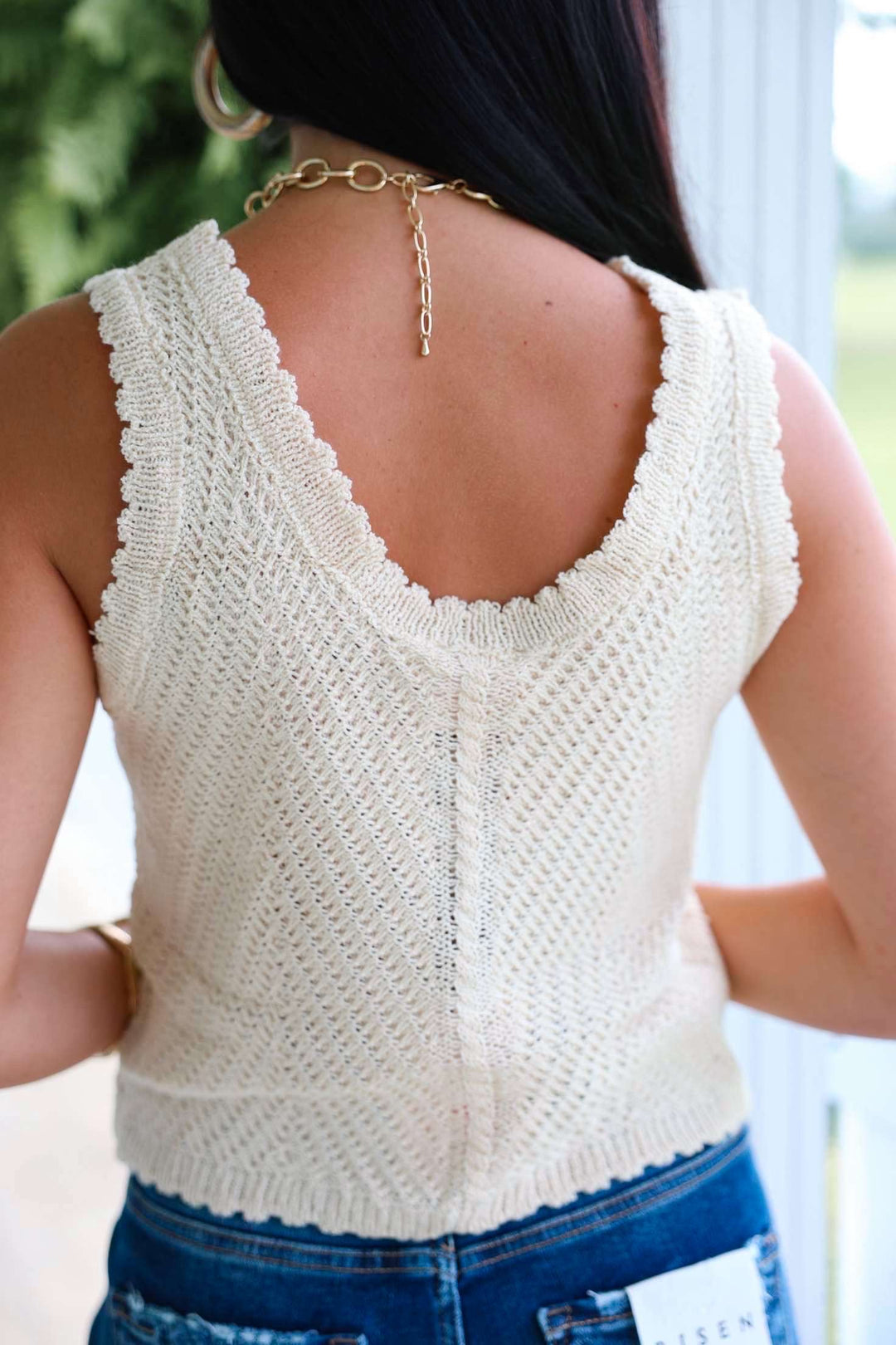 Buttoned Front Lightweight Tank Top "Natural"
