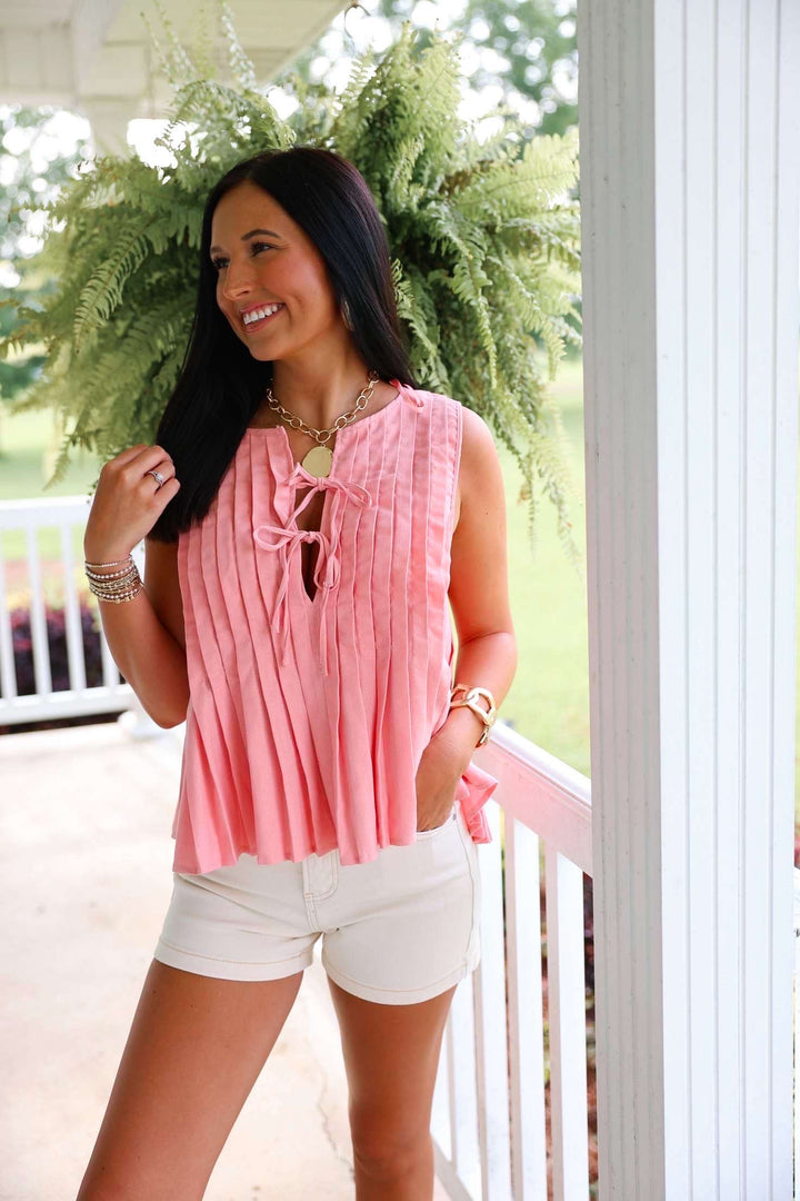 Pleated Woven Blouse "Blush"