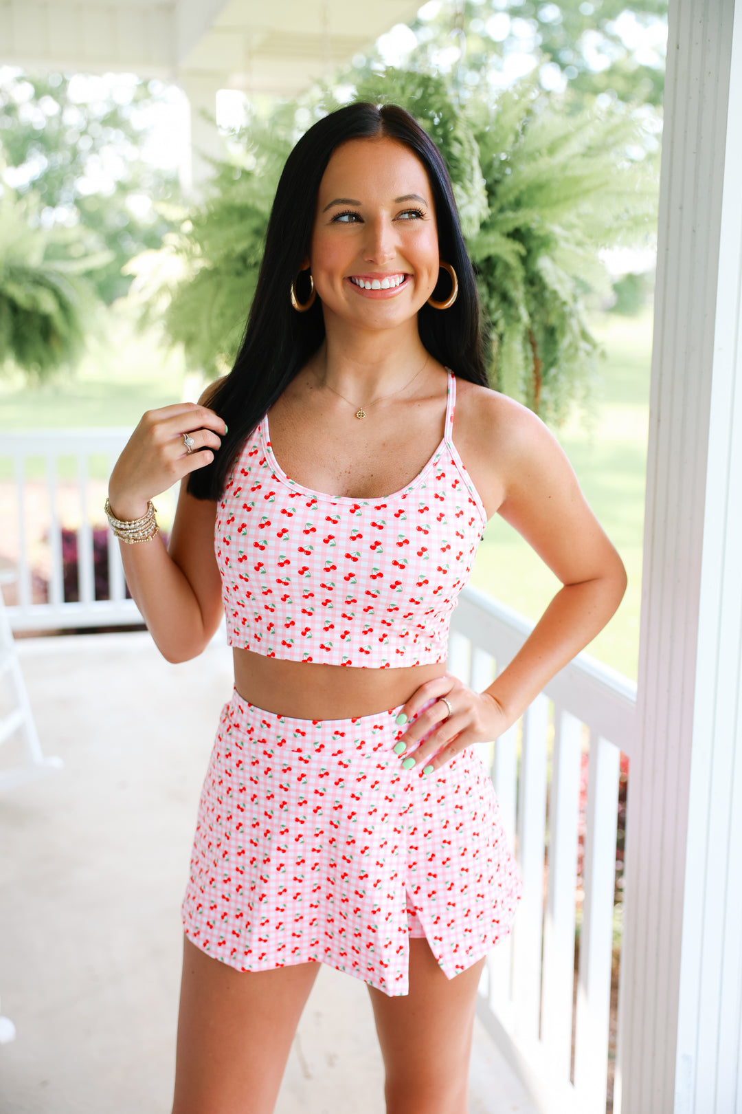 Cherry Gingham Athletic Set
