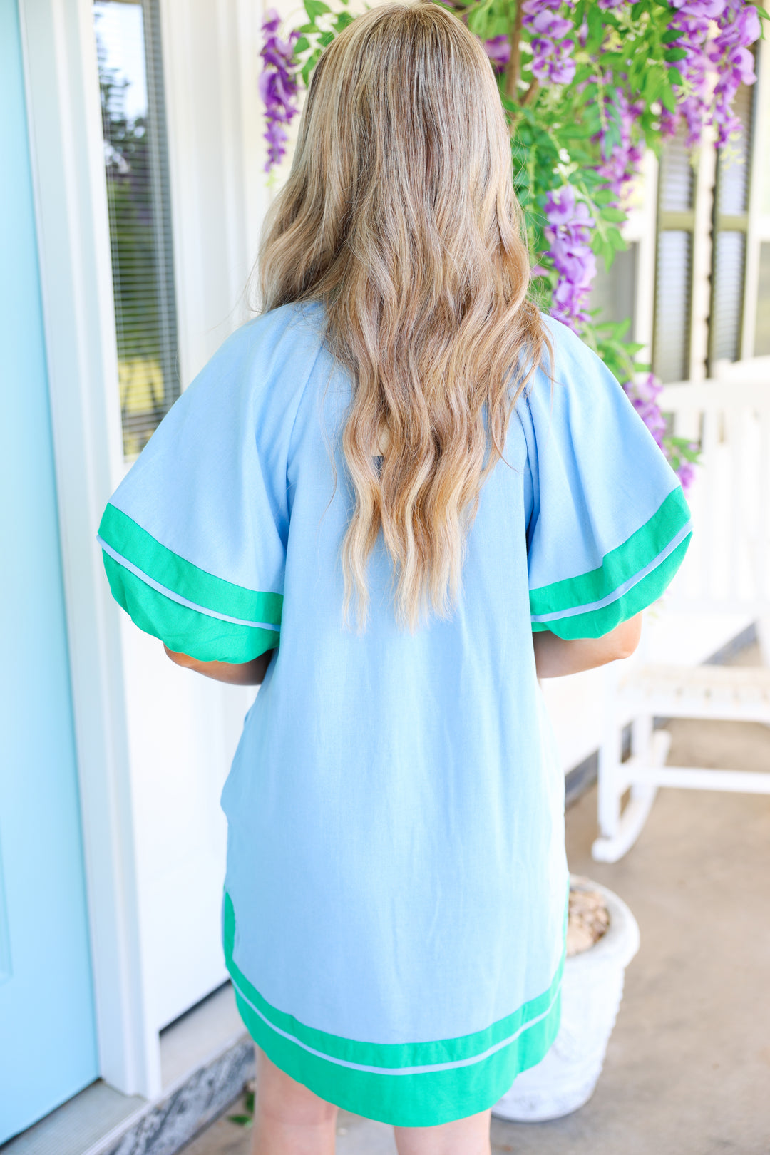 Tyra Trim Mini Dress "Blue/Green"
