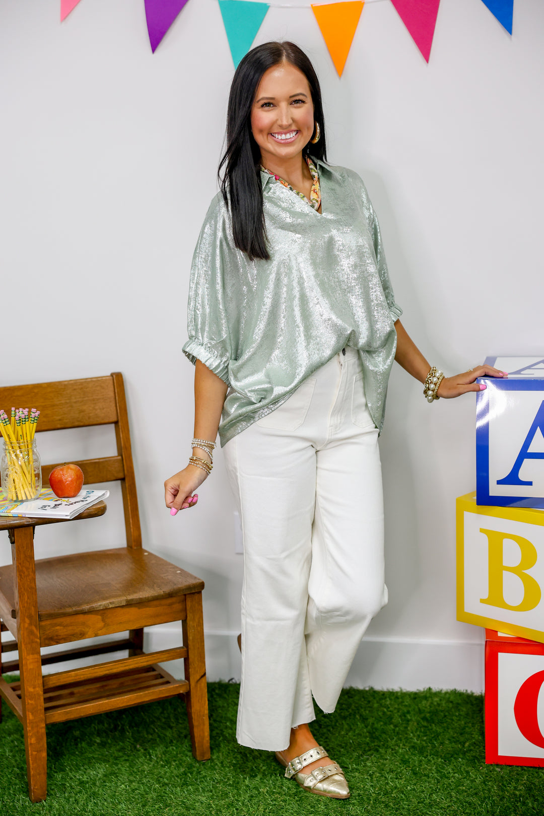 Show Your Shimmer Top "Sage"