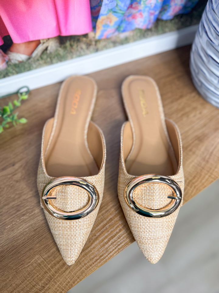 Jamie Pointed Toe Mule "Natural Raffia"