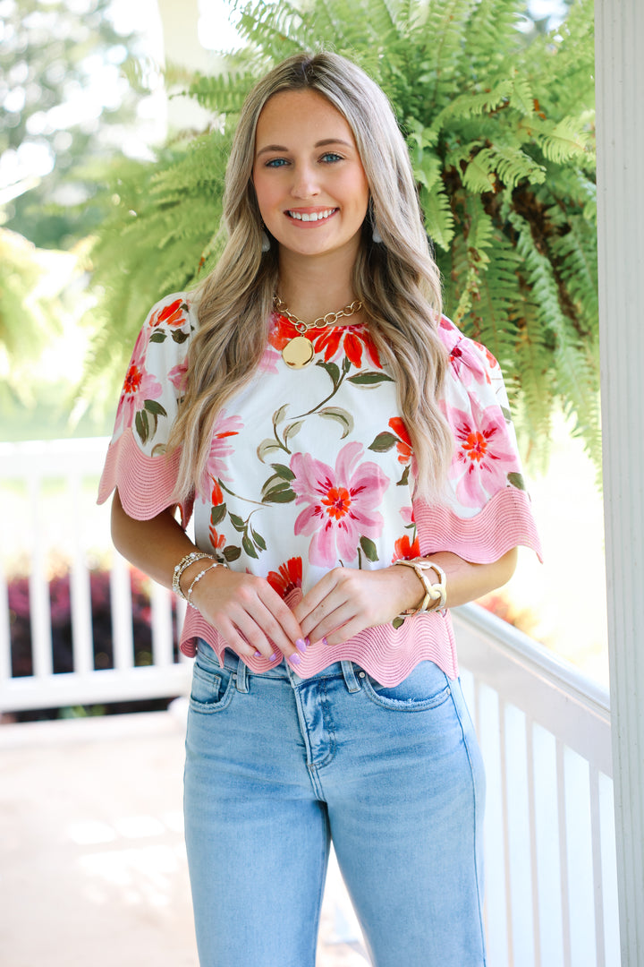 Call It Classy Top "Cream Floral"