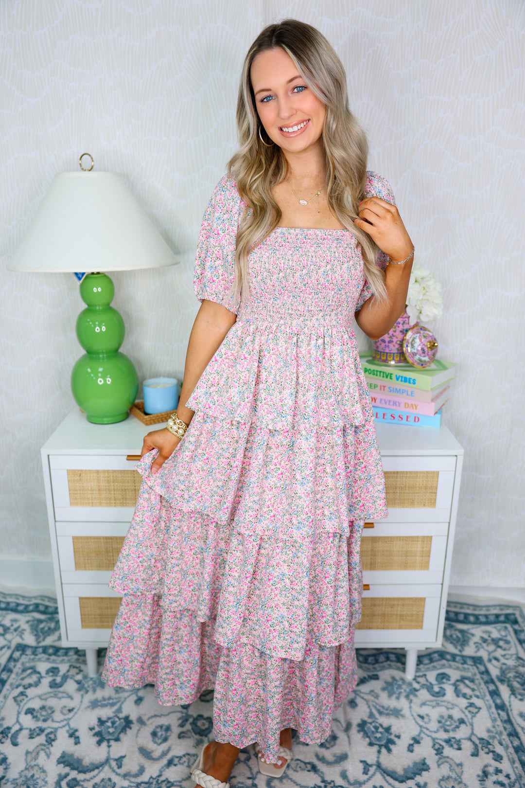 Spring Floral Smocked Maxi Dress