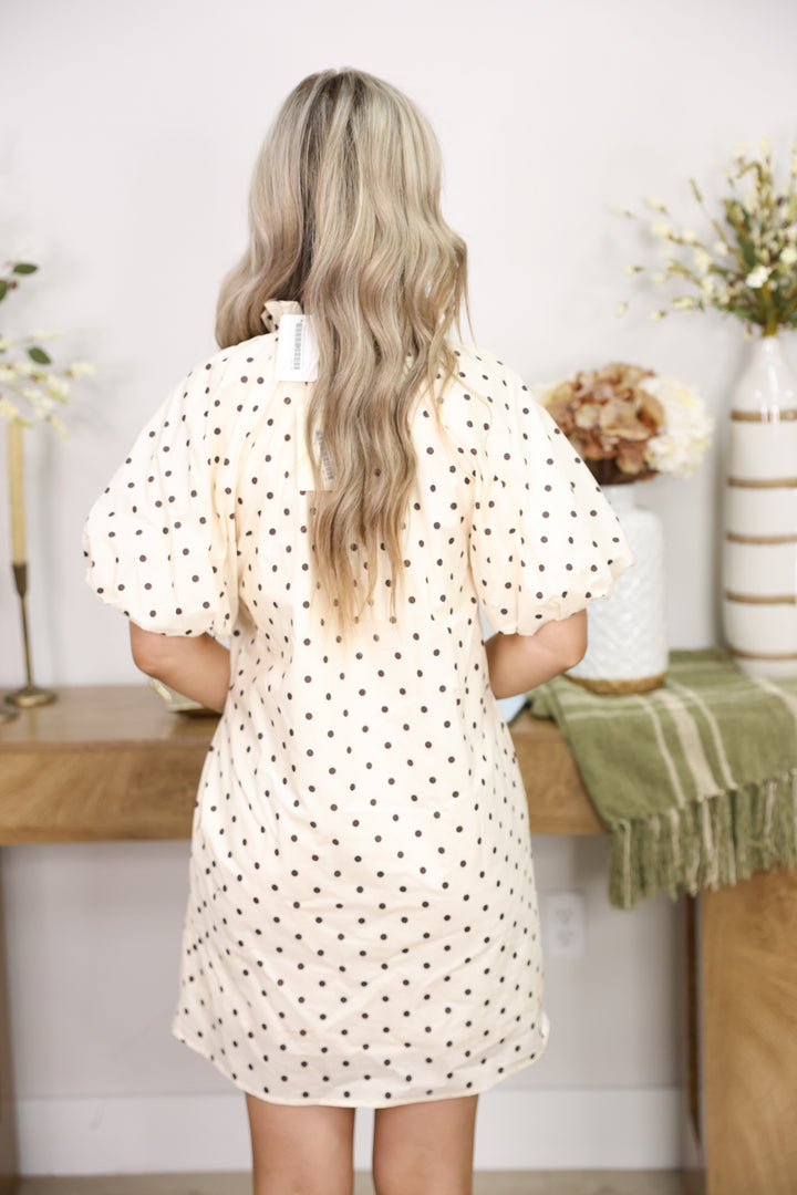 The Dot Darling Dress "Ecru"