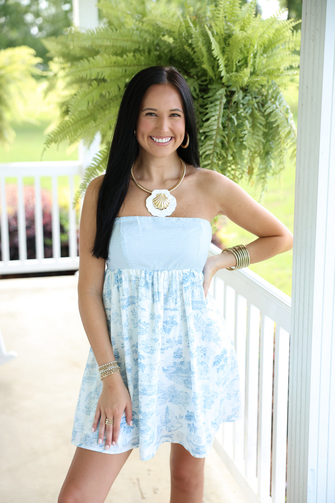 Whispering Winds Strapless Mini Dress "Blue"