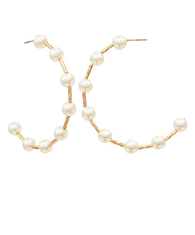 50mm Big Pearl Hoops "Gold/Cream"