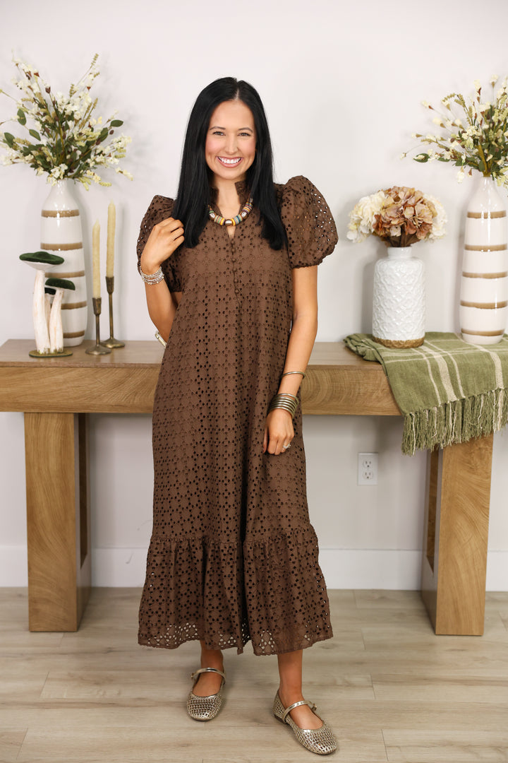 The Everlasting Eyelet Dress "Brown"