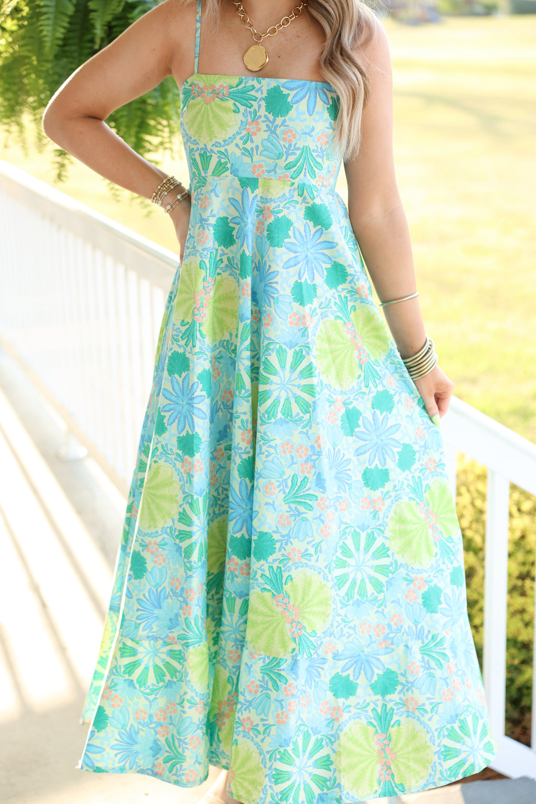 Jenna Floral Maxi Dress "Lime Multi"