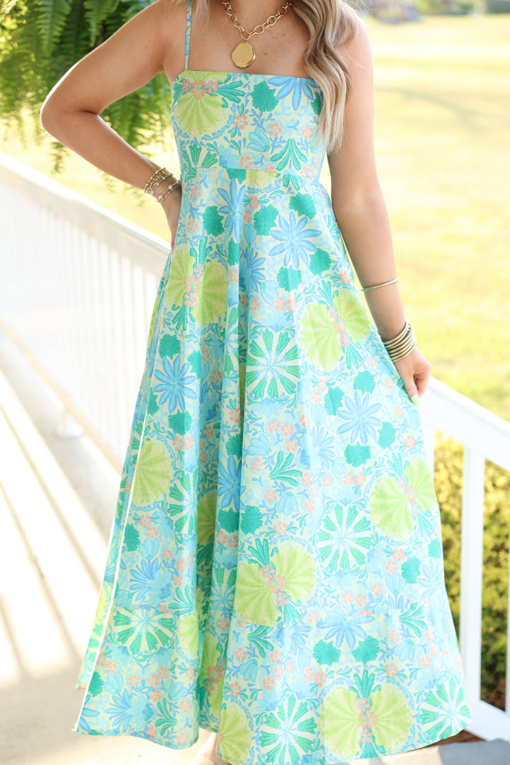 Jenna Floral Maxi Dress "Lime Multi"