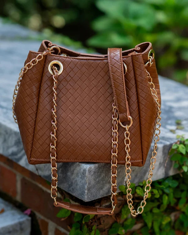 Caroline Hill - Lainey Mini Tote - Woven Saddle