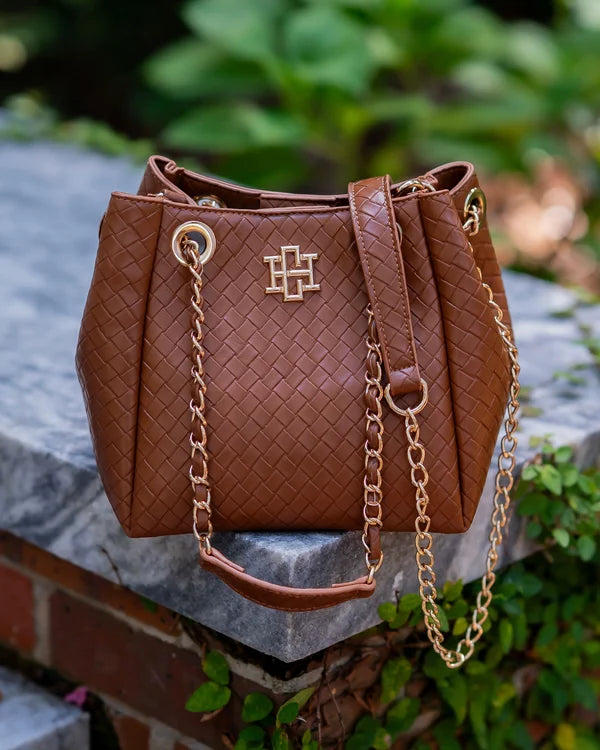 Caroline Hill - Lainey Mini Tote - Woven Saddle