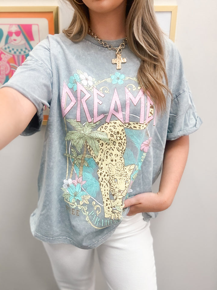 Dreamer Paradise Graphic Tee "Grey Denim"