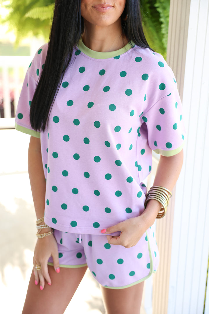 Classic Polka Dot Set "Lavender/Green"