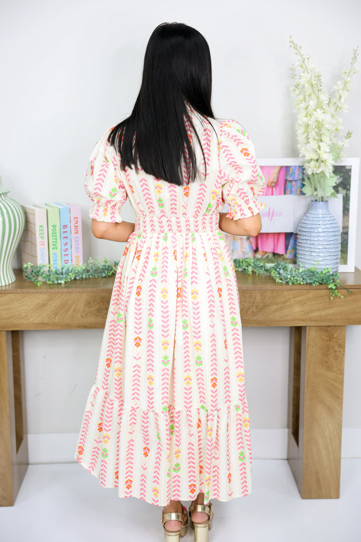 Color Spectrum Midi Dress "Cream Mix"