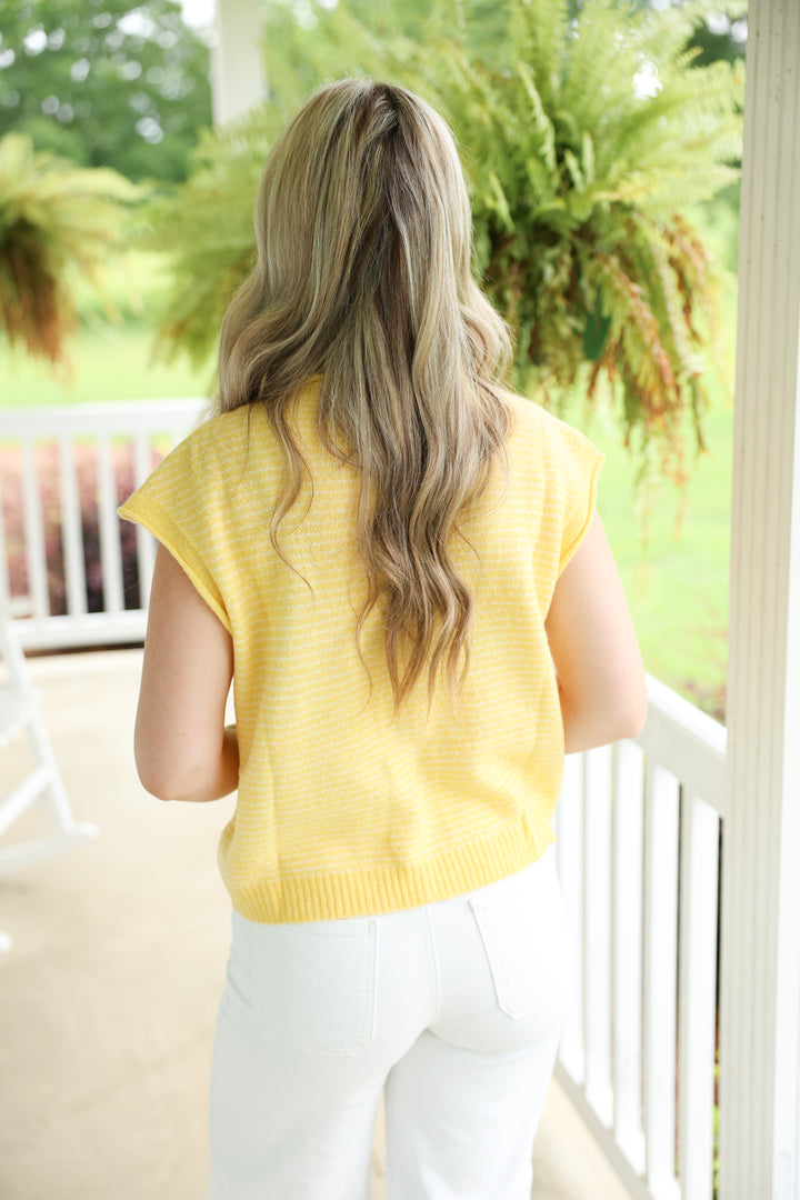 Striped Sweater Vest Cardigan "Butter"