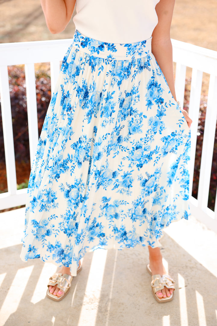 Skies of Blue Midi Skirt